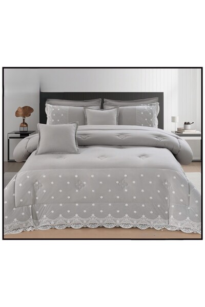 Sweet Dreams Decoration مفرش نفرين صيفي ساده دنتيل خامة مكروفايبر يتكون من 8ق...