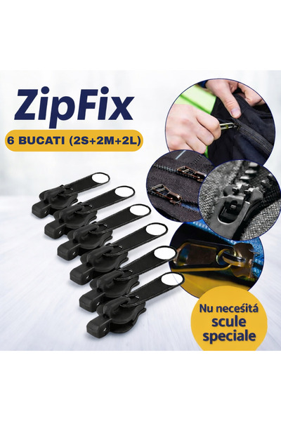 Zippi ZipFix - Set 6 inchizatori de rezerva pentru reparatii rapide de fermoa...