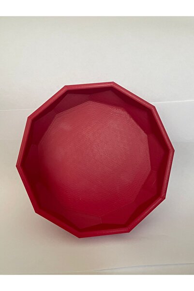 LİNKA3D Red Cornered Bowl - Decorative Bowl 15 cm (3D Print - Sturdy)