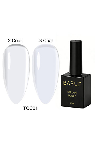 BABUF Top Coat Milky & Nude Collection TCC – Glossy Finish, UV Protection, 15ml