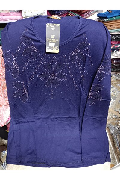 Butik Ful likralı kumaş taş işlemeli yumuşak dokulu bluz