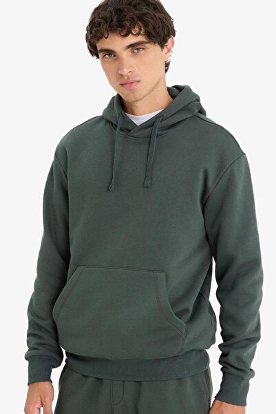 DeFacto Basic-Sweatshirt mit normaler Passform, Kapuze und weicher Fleece-Inn...