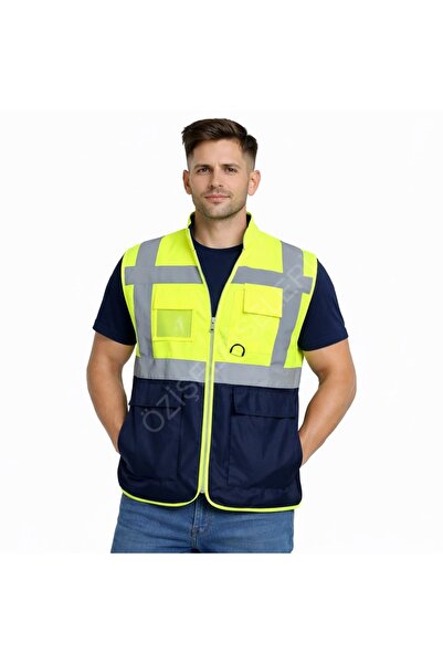 MODA İkaz Yeleği Mühendis Tipi Cepli Fosforlu Reflektörlü & İş Elbiseleri