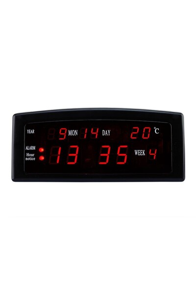 caixing Ceas de birou cu afișaj LED roșu, calendar, alarmă, format AM/PM,