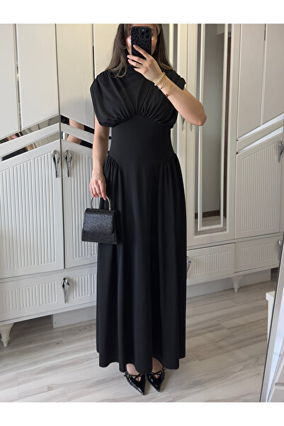 AB LOOKS Women's Luna Scuba Fabric Waist Fitted Wide Shoulder Design Stretchy...