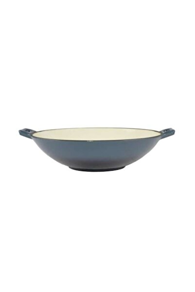 Perfect Home Oală tip wok din fontă, emailată, albastră, 35.5x11 cm