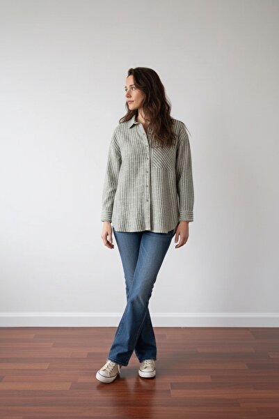 Entarim Oversize-Pregnant Striped Cotton Cotton Ek