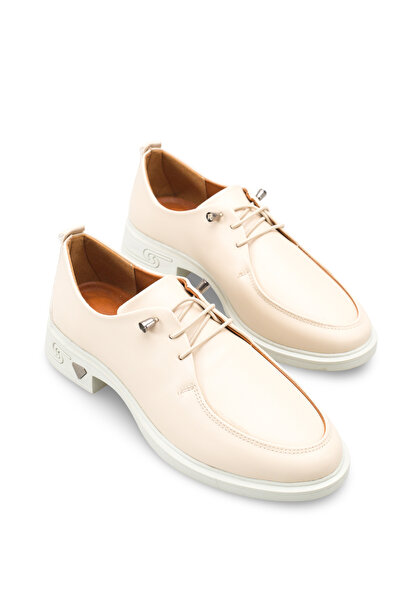 Riccon حذاء نسائي حذاء لوفر 0012345 جلد بيج