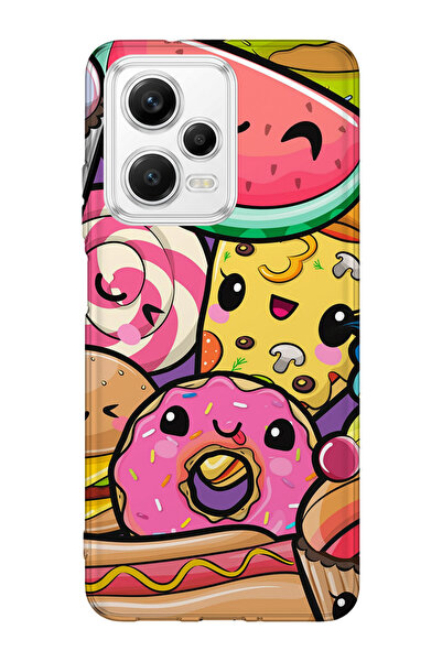 lelia حافظة هاتف شفافة متوافقة مع Redmi Note 12 5G مطبوع |   مجموعة: سناك تون...