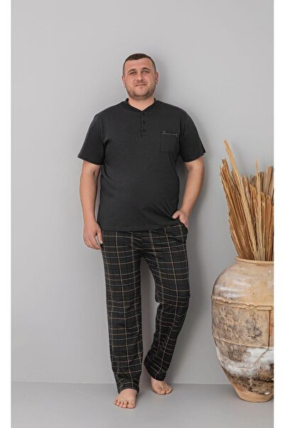 FORMO Men's 100% Organic Cotton Plaid Short Sleeve Buttoned Natural Oversize ...