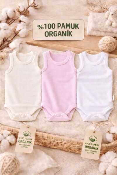 Pico Baby 100% Cotton Organic 3-Piece Snap-On Baby Girl Bodysuit / Baby Under...