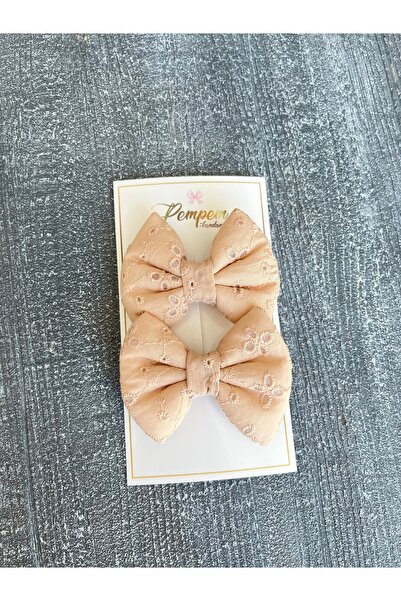 pempem bandana Girl's 2-Piece Large Size Patterned Fluffy Bow Clip Buckle