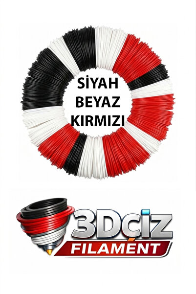 3D Çiz PLA 3D Kalem Filament PLA Kırmızı - Siyah - Beyaz Renk (3x5 metre) 15 ...