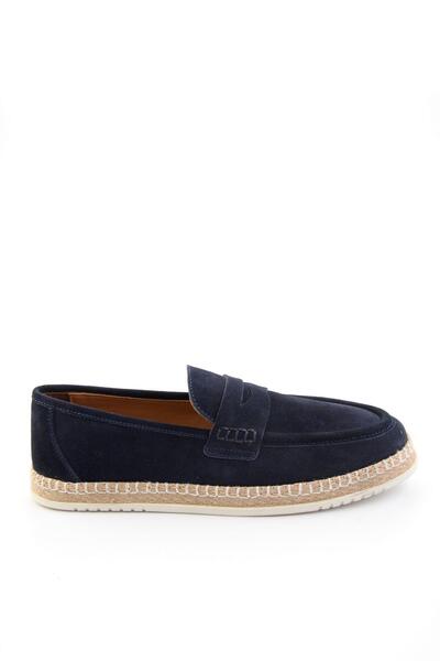 Bambi Lacivert Hakiki Deri Erkek Loafer Ayakkabı E01698198602