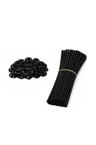 EXİZ TİCARET Balloon Stick and Insertion Funnel 25 Pieces (Handle and Holder)-Black