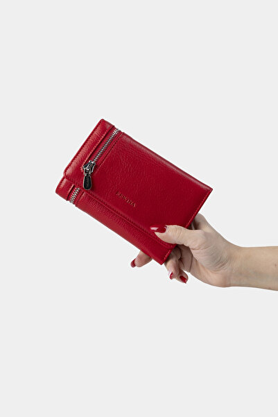 REWİNA Massarelli X Genuine Leather Women's Wallet Card Holder with Coin Comp...