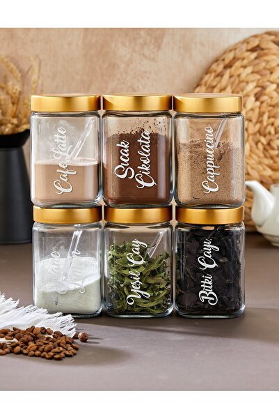 MODA OZY 6-Piece 700ml Glass Coffee/Herbal Tea/Beverage Jars with 6 Origami S...