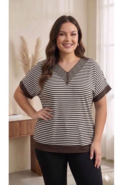 Vinola Plus Size Viscose Combed Fabric Comfortable Cut High Quality Stone Det...