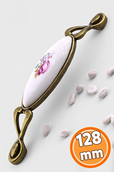NZB Porselen Eskitme Antik Sarı Kulp 128 mm Mobilya Çekmece Mutfak Dolabı Dol...