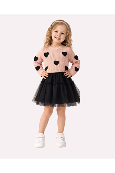 My Lusa baby wear Liya Heart Detailed Knitwear Sweater & Tulle Skirts Girls' ...