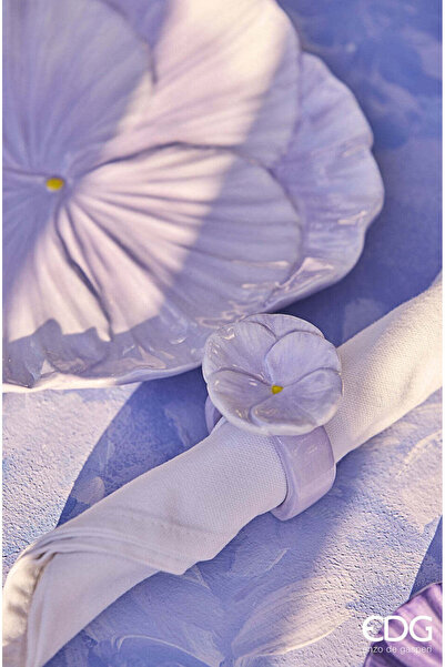 enzo de gasperi Set of 6 Ceramic Napkin Rings - Pansies