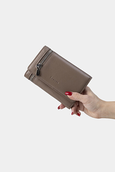 REWİNA Massarelli X Genuine Leather Women's Wallet Card Holder with Coin Comp...