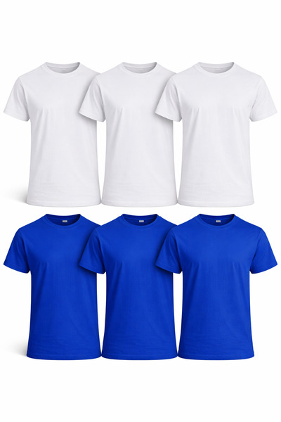 MONOTEE Men's T-shirt 100% Cotton, Set of 6 T-shirts, Men's Simple Basic Soli...