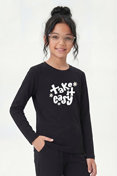 FYK KİDS Round Neck Print Detailed Long Sleeve Girls' Sweatshirt