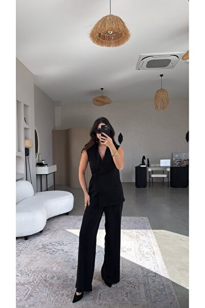 Buket Teke Set din material textil negru cu două rânduri de nasturi set cu ve...