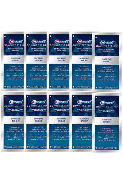CREST Set 10 plicuri, benzi de albire a dinților, benzi 3D Whitestrips, Supre...