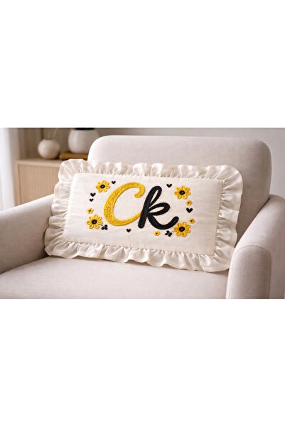 Ckdesign قطعة زخرفية مكشكشة للتطريز غطاء وسادة تصميم بوهيمي مصنوع يدويًا - كر...