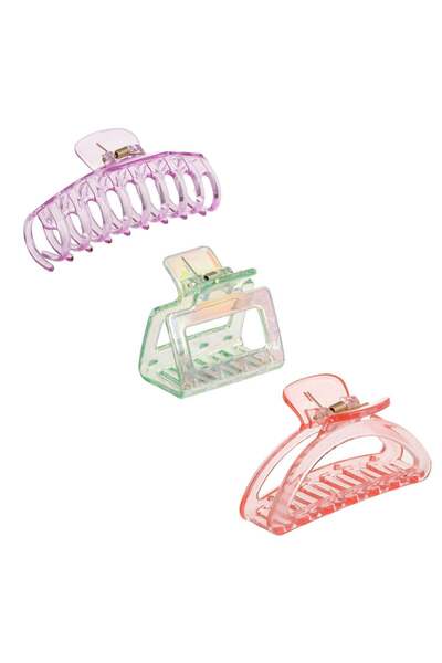 OEM Clame Par Verde Lime Irizate & Transparenta Corai & Roz - 3buc