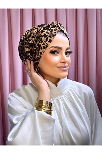 Moda Nurhan Leopar dolgulu drapeli bone