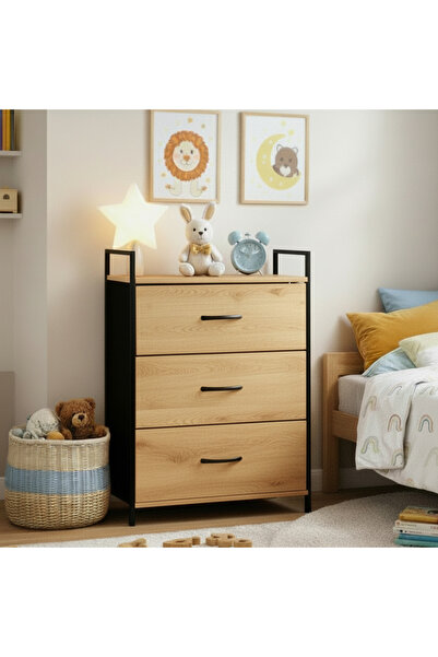 zola Chest of drawers with 3 drawers, top shelf, MDF, steel frame, 58 x 23 x ...