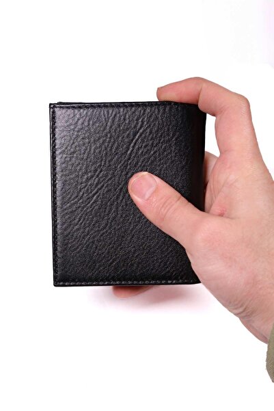 TESBİHKENTİ Genuine Leather Men's Black Wallet