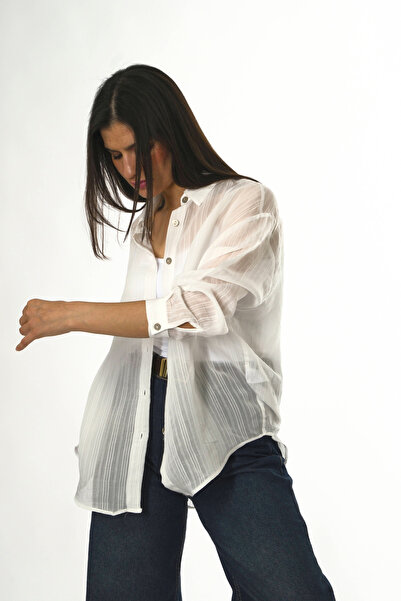 ABBRA Ženska košulja Self Sa deznom Oversize kroj