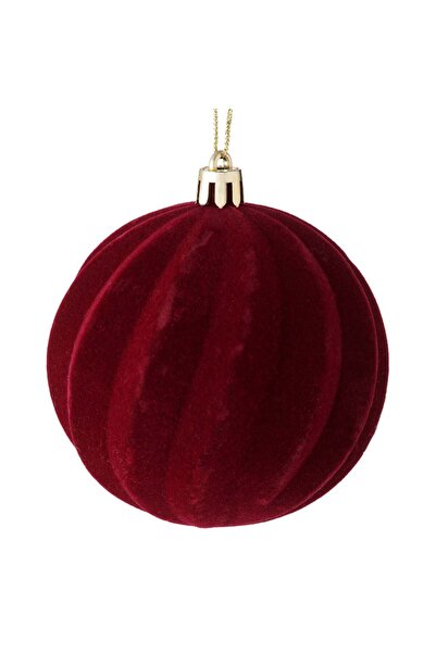 OEM Στολίδι Χριστουγεννιάτικου Δέντρου Βελούδο Σφαίρα Μπορντό με Κυματιστές Γ...