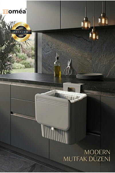 Homea 15 LT Beyaz Çöp Kovası | Tezgah Üstü + Dolap Askılı | Fonksiyonel Kapak...