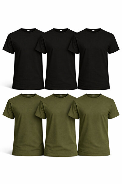 MONOTEE Men's T-shirt 100% Cotton, Set of 6 T-shirts, Men's Simple Basic Soli...