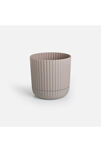 OEM Plastic Flower Pot with Integrated Saucer Beige Ø13x13cm - 1.3L