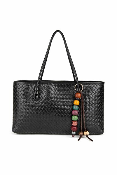 ELAY Women's Knitted Patterned Tote Zippered Carmlı Daily Bag Shoulder Bag