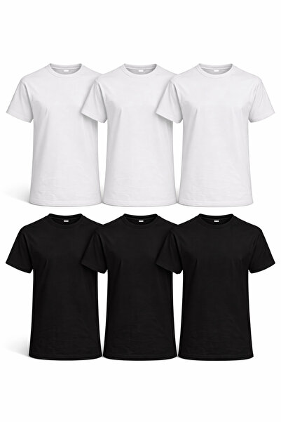 MONOTEE Men's T-shirt 100% Cotton, Set of 6 T-shirts, Men's Simple Basic Soli...