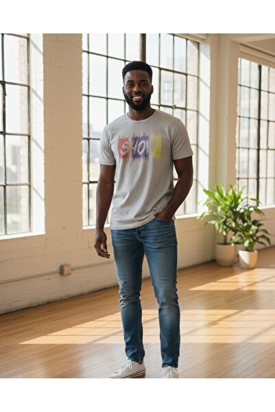 FİTGO Unisex cu imprimeu basic tricou