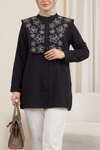 HİJABAYA Πουκάμισο με λεπτομέρεια πλάστρου Με κέντημα Ποπλίνα