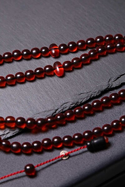 TESBİHKENTİ Medium Size Tea Color 99 Fire Amber Prayer Beads