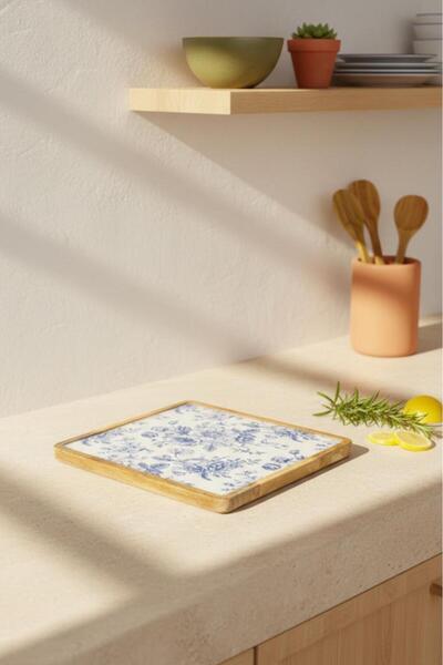 Bambum Gura - Mango Wood Square Tray Rose Medium