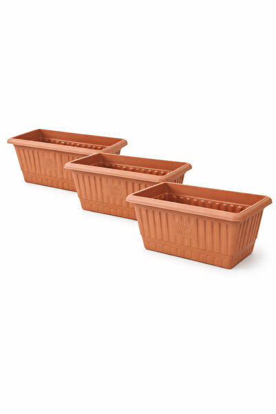 Binbirreyon 3 Adet Balkon Saksısı Teracotta Saksı 31cm 5Lt Set AH090