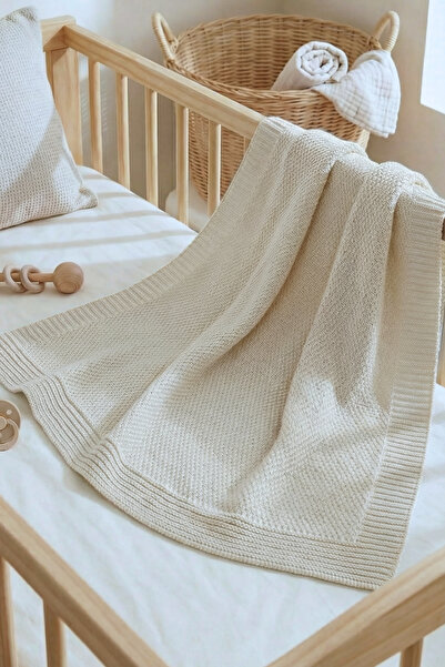 Sevim Knitwear Knitted Baby Blanket Si 80X100 cm - Soft, Lightweight , Knitte...