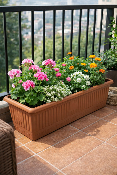 Binbirreyon Saksı Balkon Saksısı 71cm Teracotta 13Lt Plastik AH075