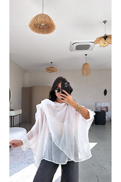 Buket Teke White Sheer Cape
